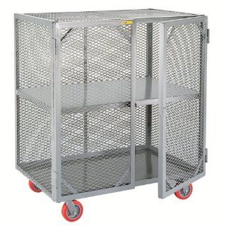 Little Giant SC 2448 6PPY Welded Steel Visible Mobile Storage Locker with Fixed Center Shelf, 2000 lbs Load Capacity, 56" Height x 24" Width x 48" Length