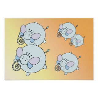 Cartoon character   Elephant butterfly.2 Posters