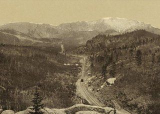 Vintage Travel Poster   Crossing the timber line Pike's Peak railway 24 X 17.5   Prints
