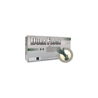 Microflex Dura Flock DFK 608 Green XL Nitrile Disposable General Purpose & Examination Gloves   Industrial Grade   Rough Finish   10.6 in Length   DFK 608 XL [PRICE is per BOX] : Nitrile Gloves : Office Products