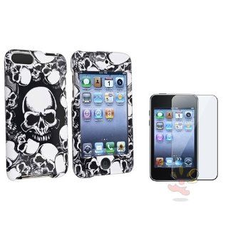 Everydaysource Compatible with iPod Touch® 2 3 2G 3G 2nd 3rd Gen Black White Skull Hard Skin Case Cover+Film : MP3 Players & Accessories