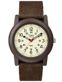 Timex Unisex Weekender Camper Resin Case Off White Dial Brown Nubuck Leather Strap Watch T2N629: Watches
