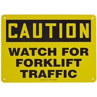 Accuform Signs MVHR633VA Aluminum Safety Sign, Legend "CAUTION WATCH FOR FORKLIFT TRAFFIC", 10" Length x 14" Width x 0.040" Thickness, Black on Yellow: Industrial Warning Signs: Industrial & Scientific