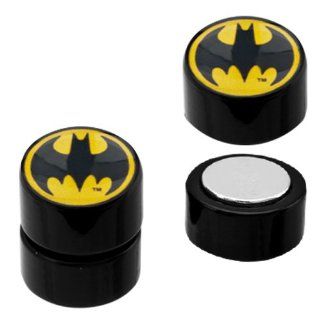 Body Accentz® Earrings Rings Magnetic, Acrylic, Logo, Faux Plug, Batman, Faux Plugs Tapers, Non pierce Jewelry   Sold as a pair Bat man: Jewelry