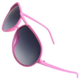 Unisex Teardrop Colored Lens Pink Plastic Full Frame Sunglasses: Clothing