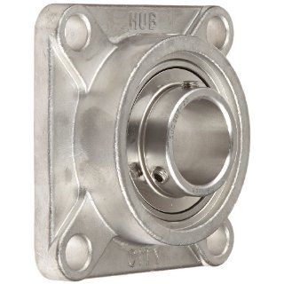 Hub City FB250STWX1 7/16 Flange Block Mounted Bearing, 4 Bolt, Normal Duty, Relube, Setscrew Locking Collar, Wide Inner Race, Stainless Housing, Stainless Insert, 1 7/16" Bore, 1.748" Length Through Bore, 3.622" Mounting Hole Spacing: Indust