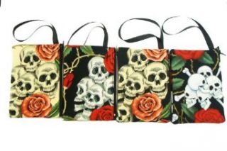 WHOLESALE, US Handmade Fashion A Pack of 6 Piece Electronic device clutch purse, pouch wristband makeup bag, cosmetic bag SKULL ROSE TATTOO Day of the Dead Rocakbilly Handmade handbag purse Alexander Henry cotton fabrics, SCB 1004 1007: Shoes