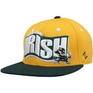 NCAA Zephyr Notre Dame Fighting Irish Rally Adjustable Snapback Hat   Gold/Green: Clothing