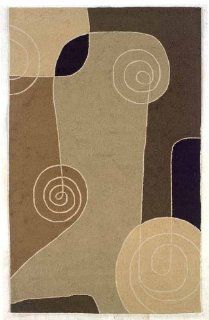 5' x 8' Indoor Outdoor Rug   Contemporary Hand Hooked Rug in Brown and Sage Color   Handmade Rugs