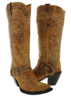 Cowboy Professional   Women's Distressed Tall Shaft Genuine Leather Cowboy Boots with Snip Toe Shoes
