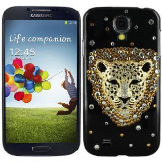Skque®Bling Crystal Rhinestone Gold Leopard Design Hard Case Cover for Samsung Galaxy S4 I9500,Black: Cell Phones & Accessories