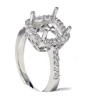 .50CT Princess Cut Halo Diamond Engagement Ring Setting: Jewelry