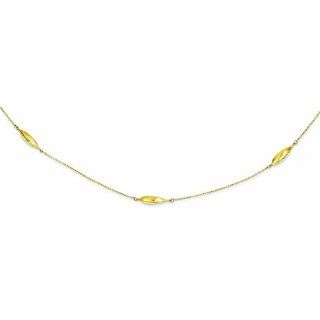 Genuine 14K Yellow Gold Polished Oblong Bead Necklace 17 Inches 3 Grams Of Gold 100% Satisfaction Guaranteed.: Chain Necklaces: Jewelry
