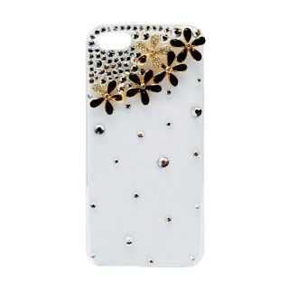 Aubig 3D Phone Case Luxury Bling Rhinestones Crystal Handmade Daisy Hard Plastic Clear Cover for Apple iPhone 5 (Black) 50pcs/pack: Cell Phones & Accessories
