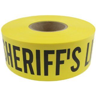 Presco B31022Y14 658 1000' Length x 3" Width x 2.5 mil Thick, Polyethylene, Yellow with Black Ink Barricade Tape, Legend "Sheriffs Line Do Not Cross" (Pack of 8) Safety Tape