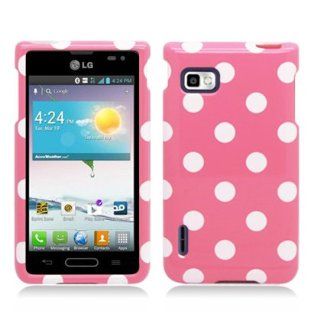 For LG Optimus F3/MS659 (T Mobile/MetroPcs) Polka Dots Image, Light Pink+White Cell Phones & Accessories