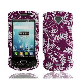 For Verizon Samsung Gem i100 Accessory   Purple Flower Design Hard Case Protector Cover+LF Stylus Pen: Cell Phones & Accessories