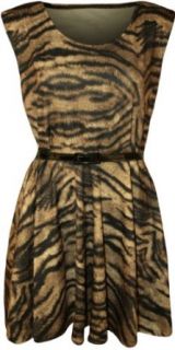 PaperMoon Women's Plus Size Tiger Belted Skater Dress at  Womens Clothing store