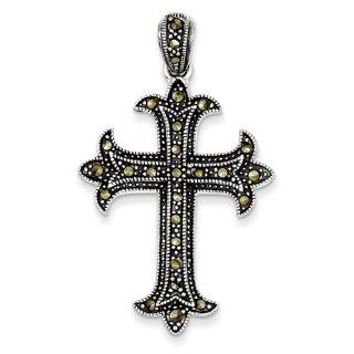 Sterling Silver Marcasite Cross Pendant: Jewelry