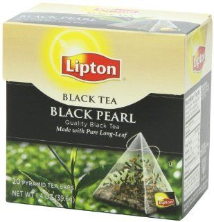 Lipton Black Tea, Black Pearl Pure Long Leaf, Premium Pyramid Tea Bags, 20 Count Boxes (Pack of 2): Everything Else