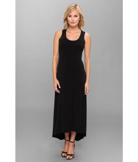 Calvin Klein S/L High Low Maxi Matte Jersey Dress Womens Dress (Black)