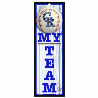 MLB Colorado Rockies 4 by 13 Wood "My Team" Sign : Sports Fan Decorative Plaques : Sports & Outdoors