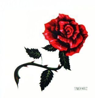 BT0063 Colorful Rose Flower, Safe & Non Toxic Temporary Tattoo, Skin Body Art: Beauty