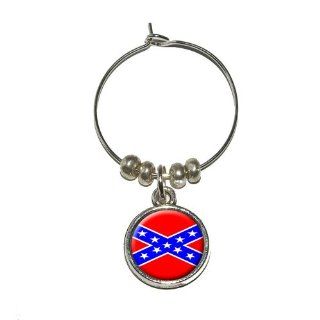 Confederate Rebel Flag Wine Glass Charm Drink Stem Marker Ring: Wine Glass Tags: Kitchen & Dining