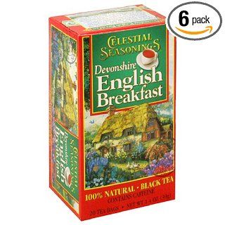 Celestial Seasonings Black Tea, Devonshire English Breakfast, Tea Bags, 20 Count Boxes (Pack of 6)  Grocery & Gourmet Food