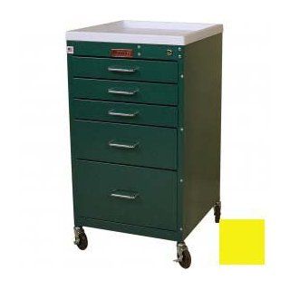 Harloff Mini Line Short Five Drawer Procedure Cart Key Lock, Yellow : Utility Carts : Office Products