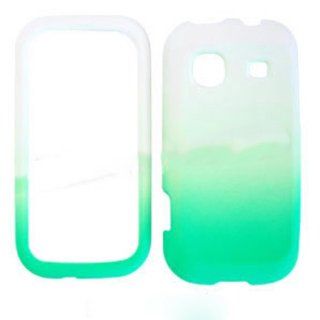 RUBBER COATED HARD CASE FOR SAMSUNG TRENDER M380 RUBBERIZED TWO COLOR WHITE GREEN: Cell Phones & Accessories