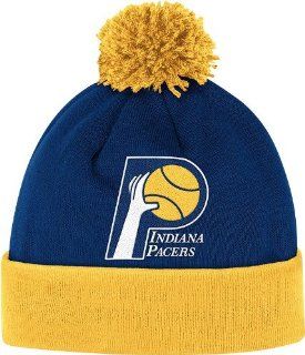 Indiana Pacers Mitchell & Ness NBA Vintage Jersey Stripe Cuffed Knit Hat w/ Pom  Sports Fan Beanies  Sports & Outdoors