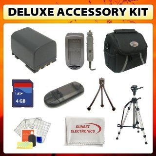 Deluxe SUNSET ELECTRONICS Accessory Kit For The JVC Everio GZ MG360 60GB Hard Drive Camcorder including Carrying Case, Extended Life Battery, Battery Charger, 4 GB SD Memory Card, Card Reader, 2 Tripods, Cleaning Kit and MORE! : Digital Camera Accessory Ki