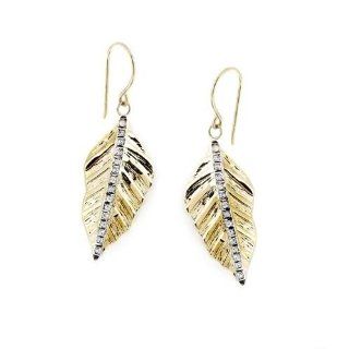 Jewelry For Trees 14KT Yellow Gold Leaf Drop Earrings: Jewelry