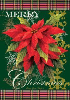 " Christmas Poinsettia " Merry Christmas   Large Size 28 Inch X 40 Inch Decorative Flag : Outdoor Decorative Flags : Patio, Lawn & Garden