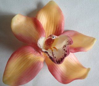 Tanday (Peach) Exotic Cymbidium Orchid Flower Hair Clip .: Everything Else