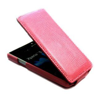 Snake Flip Leather Skin Case Cover FOR Sony Xperia S LT26i Pink: Cell Phones & Accessories