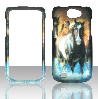 2D Brown Horses Samsung Exhibit II 2 4G T679 / Galaxy Exhibit 4G / Galaxy W (i8150) Wonder T Mobile Hard Case Snap on Rubberized Touch Case Cover Faceplates: Cell Phones & Accessories