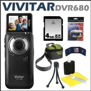 Vivitar DVR680 5.1MP 4X Itwist Digital Camcorder Black + 8 GB Memory Card + Camcorder Bag + Accessory Kit : Camera & Photo