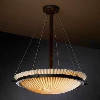 Justice Design PNA 9692 35 PLET MBLK Porcelina   Six Light Round Bowl Pendant with Ring, Impression Option Pleats Shade Impression, Choose Finish Matte Black Finish, Choose Lamping Option Standard Lamping   Chandeliers  