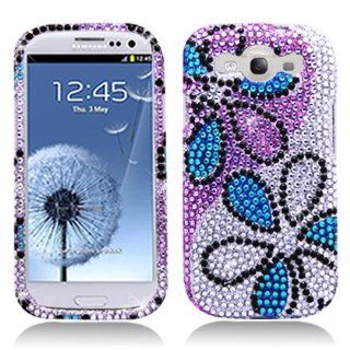 Aimo SAMI9300PCLDI683 Dazzling Diamond Bling Case for Samsung Galaxy S3 i9300   Retail Packaging   Blue/Purple: Cell Phones & Accessories