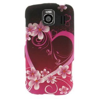 CoverON Hard Snap on Plastic With PINK LOVE FLOWERS HEART Design RUBBERIZED Faceplate Cover Case for LG LS670 OPTIMUS S (SPRINT) [WCE345] Cell Phones & Accessories