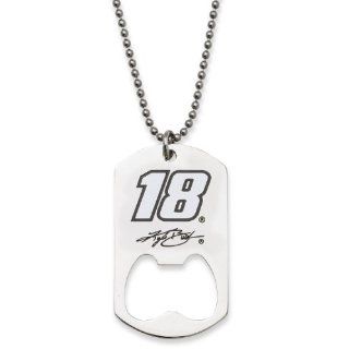 #18 Kyle Busch Stainless Steel Signature Bottle Opener Dog Tag Pendant w/ Ball Chain: Jewelry