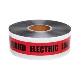 Presco D3105R6 658 1000' Length x 3" Width, Red with Black Ink Detectable Underground Warning Tape, Legend "Caution Buried Electric Line" (Pack of 8): Safety Tape: Industrial & Scientific