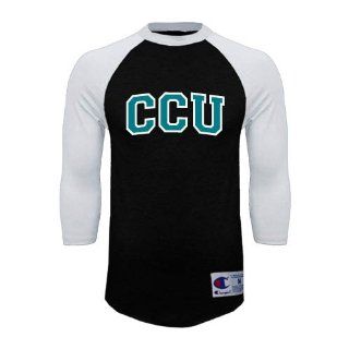 Coastal Carolina Champion Black/White Raglan Baseball T Shirt 'Arched CCU' : Sports Fan T Shirts : Sports & Outdoors
