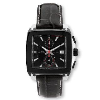 Mondia TRIUMPH 1 660 1 Stainless Steel Case Black Leather Mineral Men's Quartz Watch: Watches