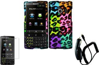 For Huawei Ascend Q M660 Hard Design Cover Case Bright Colorful Leopard+LCD Screen Protector+Car Charger: Cell Phones & Accessories
