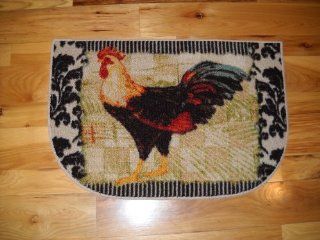 Large Colored Rooster Plush Kitchen Throw Rug Farm French Decor Mats: Kitchen & Dining