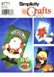 Simplicity 8771 Crafts Sewing Pattern Halloween Poinsettia Santa Christmas Banners & Wall Hangings