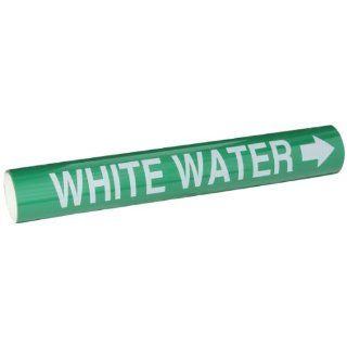 Brady 5793 Ii High Performance   Wrap Around Pipe Marker, B 689, White On Green Pvf Over Laminated Polyester, Legend "White Water": Industrial Pipe Markers: Industrial & Scientific